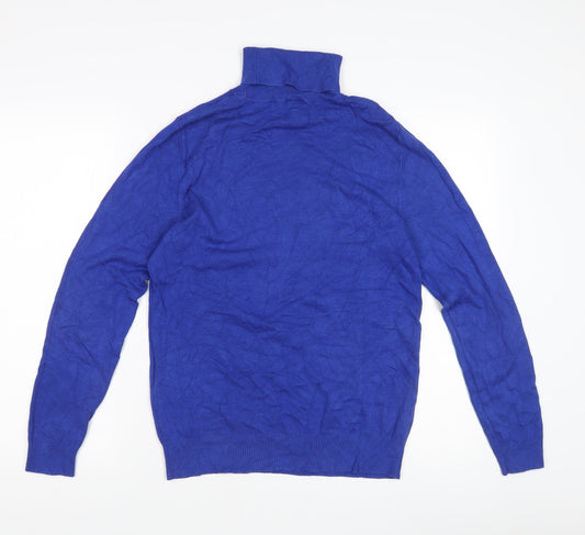 Ann Taylor Women's Blue Roll Neck Jumper L