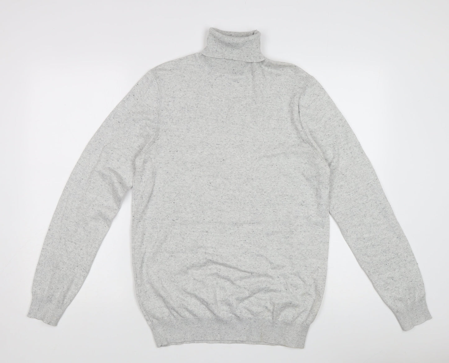 River Island Men's Grey Pullover Jumper, M, Roll Neck