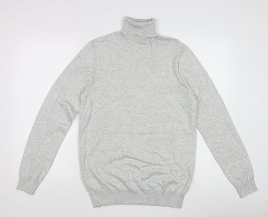 River Island Men's Grey Pullover Jumper, M, Roll Neck