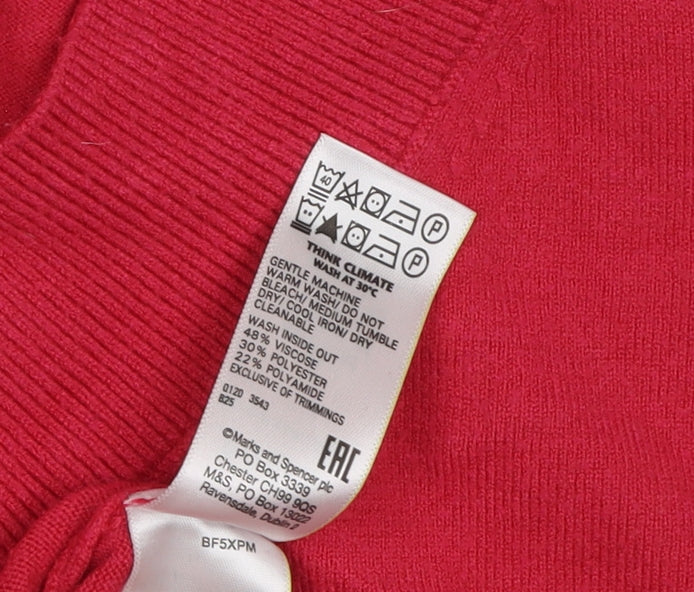 Womens UK Size M Marks and Spencer Pink Pullover Jumper