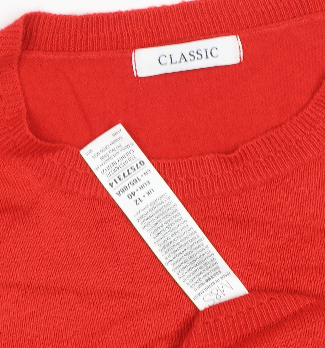 Womens UK Size 12 Marks and Spencer Red Pullover Jumper