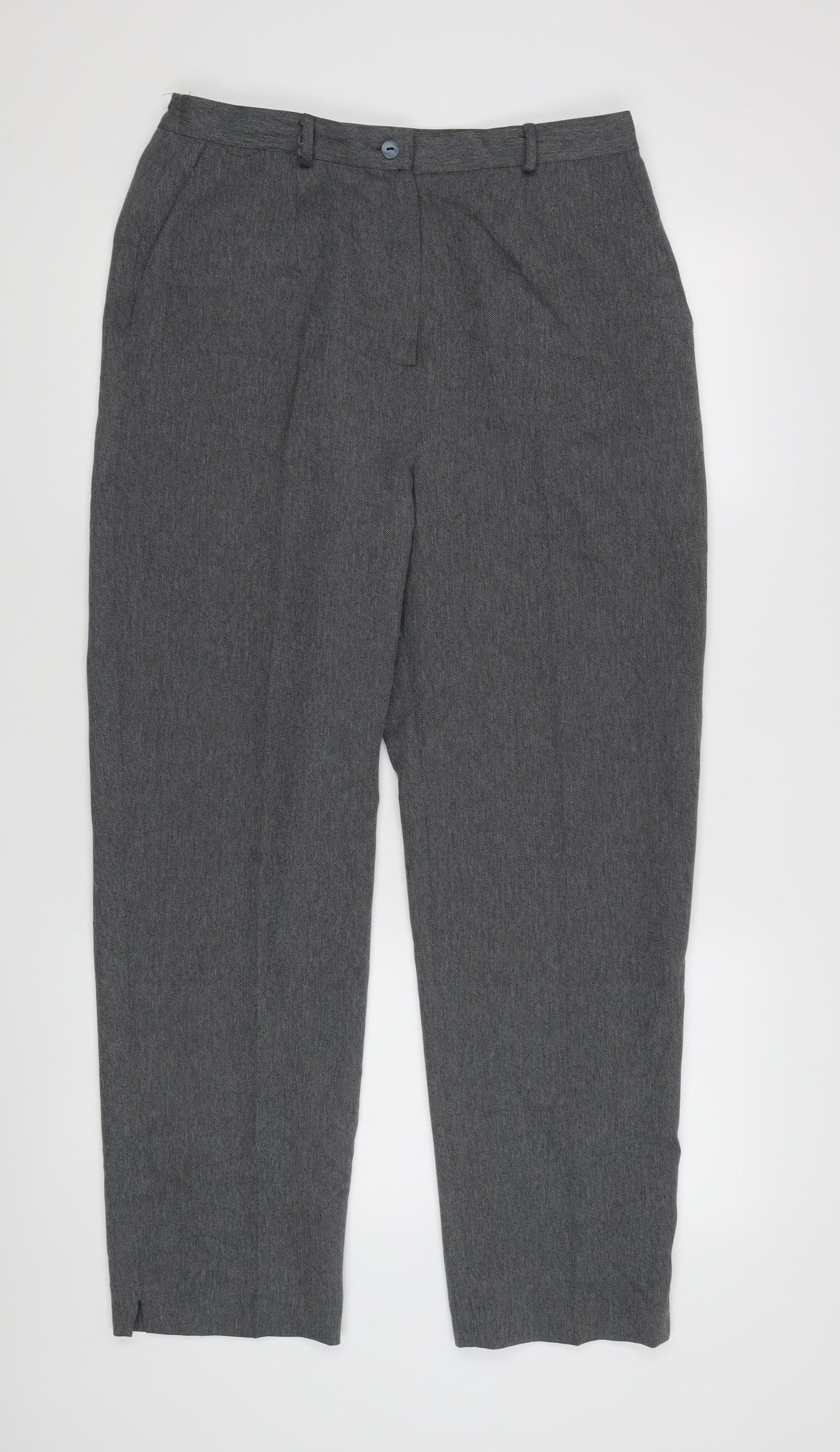Bonmarche Women's Grey Tweed Trousers - Size 16