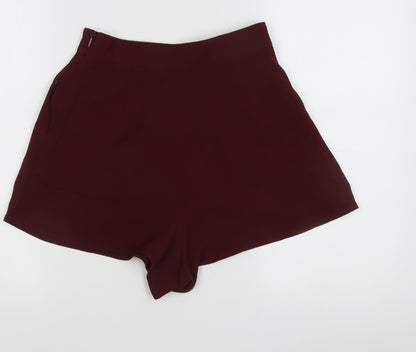Topshop Women's Pleated Shorts Red Size 8