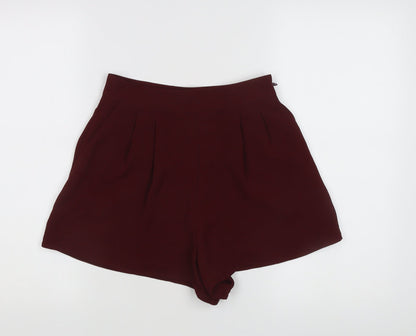Topshop Women's Pleated Shorts Red Size 8