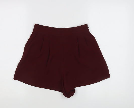 Topshop Women's Pleated Shorts Red Size 8
