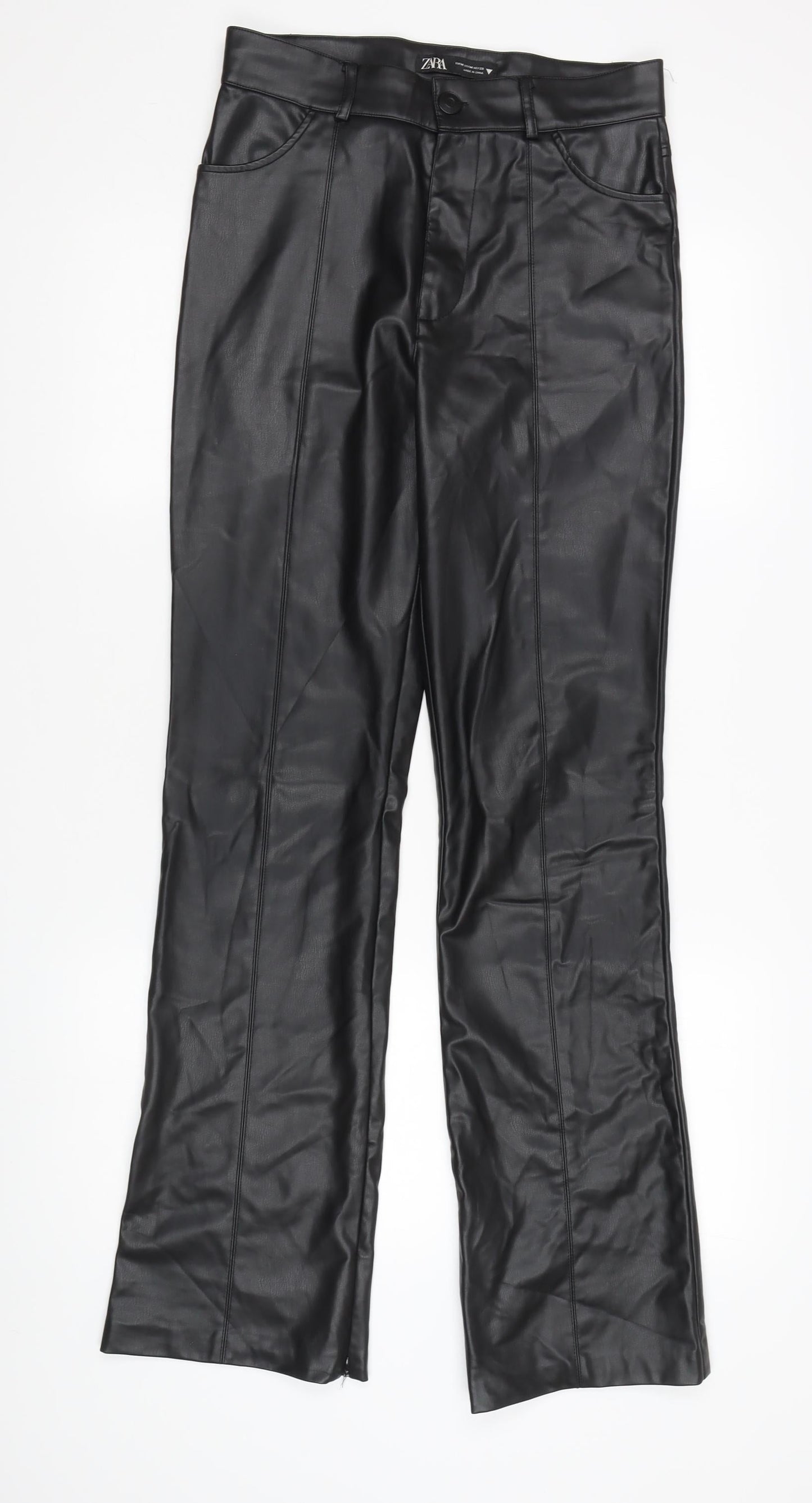 Womens UK Size M Zara Regular Fit Casual Black Trousers