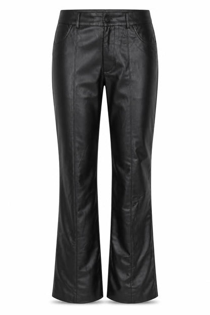 Front view of Zara Women's Black Flared Faux Leather Trousers M