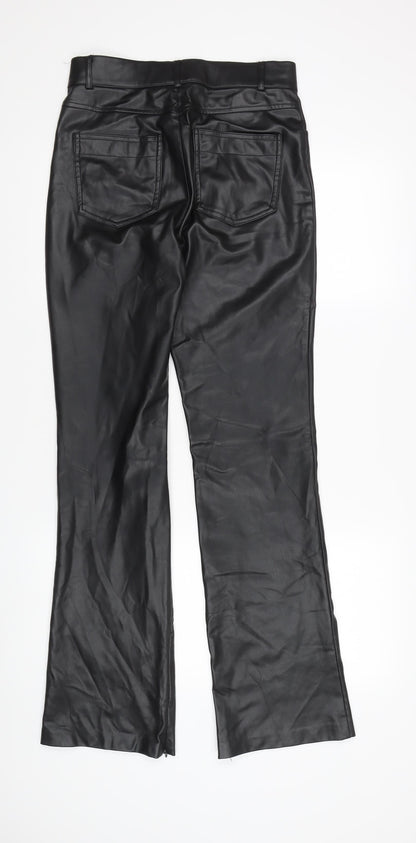Womens UK Size M Zara Regular Fit Casual Black Trousers
