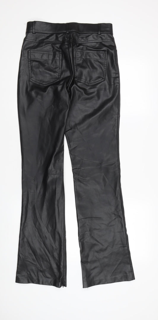 Womens UK Size M Zara Regular Fit Casual Black Trousers