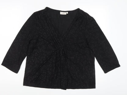 Womens UK Size XL CC Black Wrap Blouse