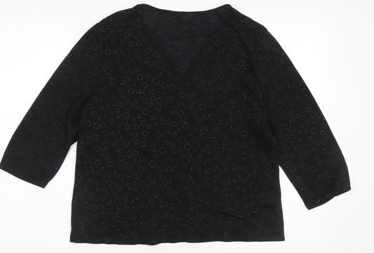 CC Women's Black Wrap Top, Petites XL, V-Neck Style