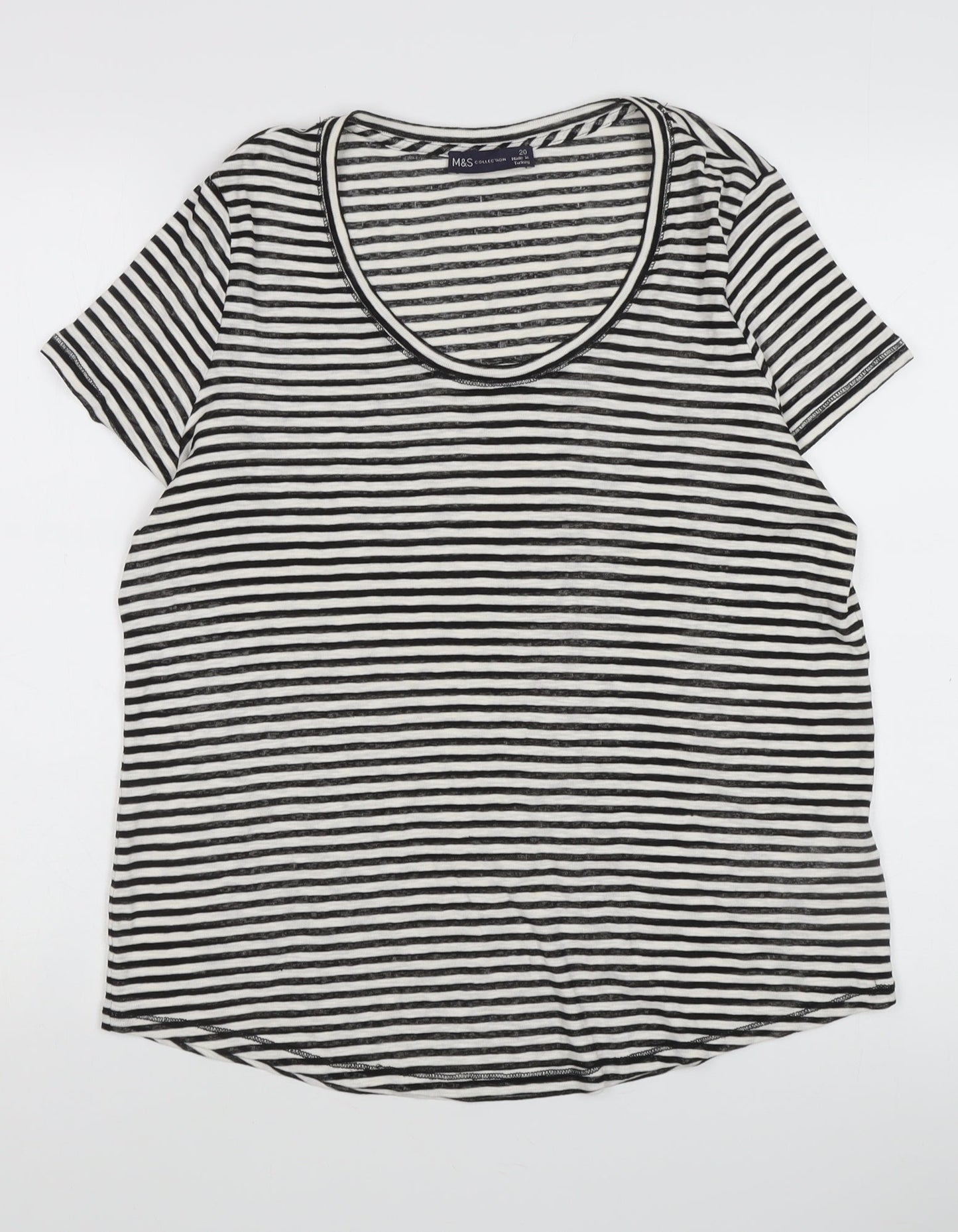 Womens UK Size 20 Marks and Spencer Black Basic T-Shirt
