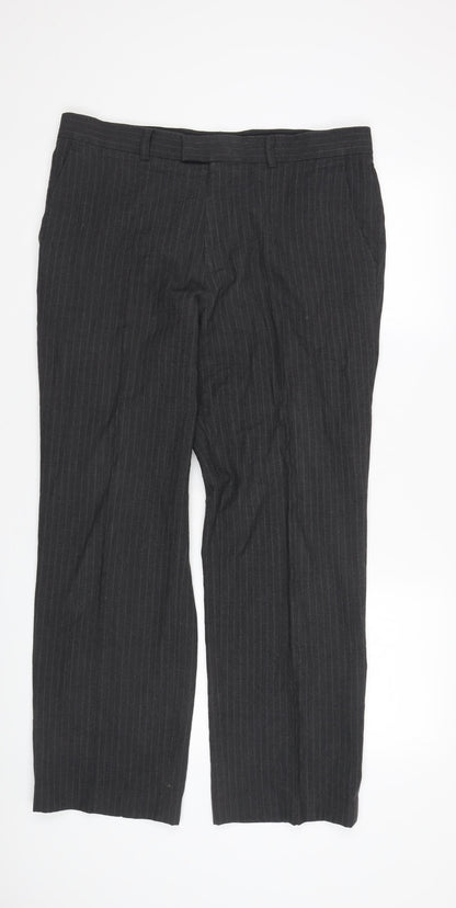 Burton Men's Grey Striped Trousers 36R