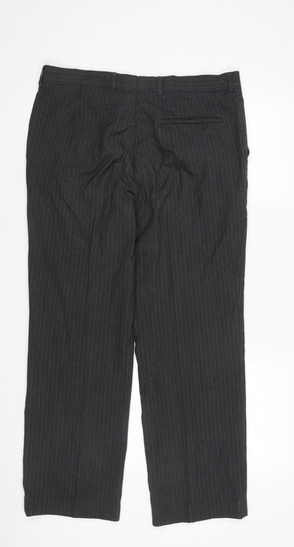 Burton Men's Grey Striped Trousers 36R