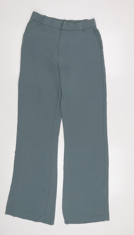 Womens UK Size S Zara Regular Fit Casual Workwear Blue Trousers