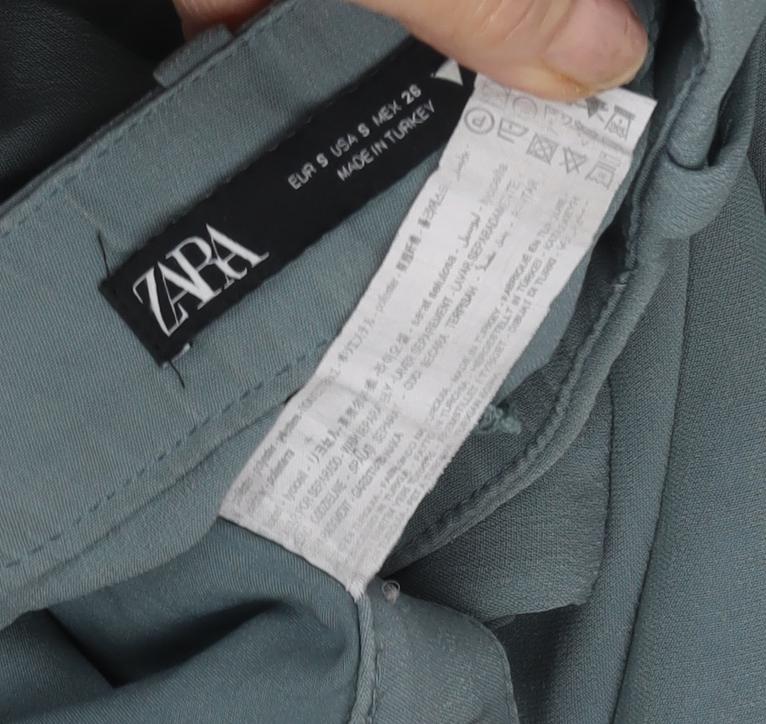 Womens UK Size S Zara Regular Fit Casual Workwear Blue Trousers