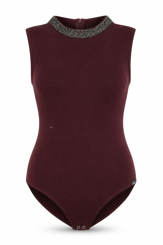 Front view of Superdry Women's Burgundy Bodysuit 3XS Slim Fit