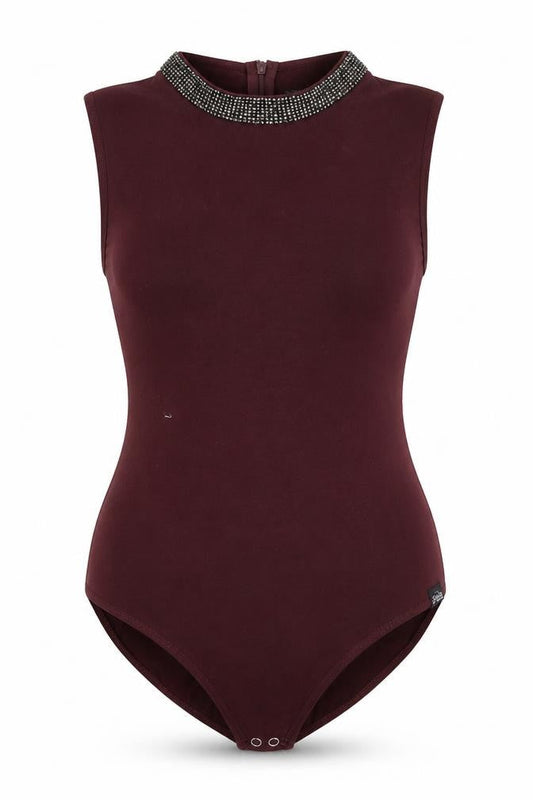 Front view of Superdry Women's Burgundy Bodysuit 3XS Slim Fit