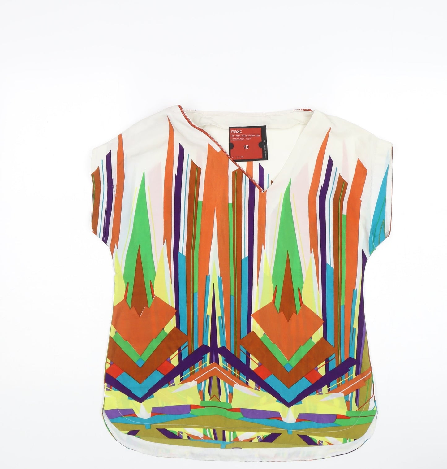 Womens UK Size 10 NEXT Multicoloured Basic Blouse