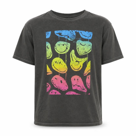 Smiley World Grey Funny Graphic Print T-Shirt, M, Men's