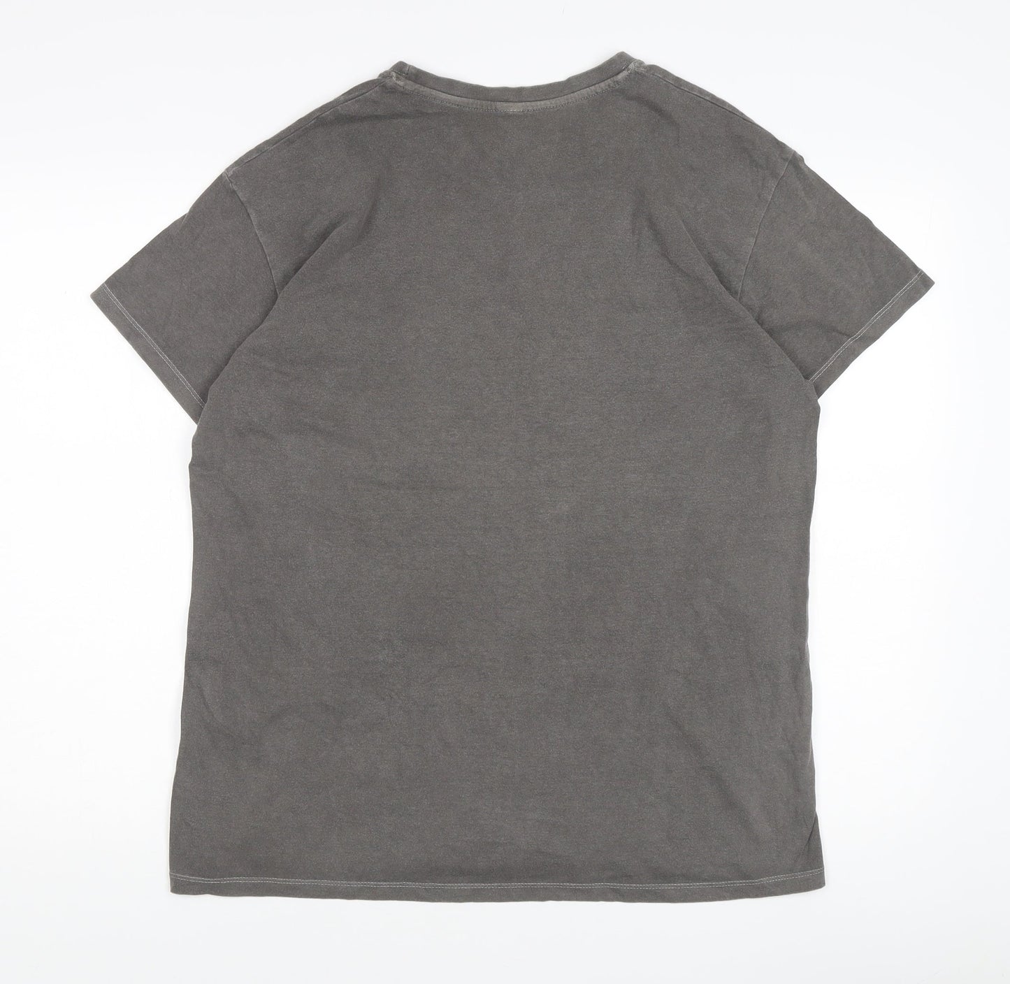 Smiley World Grey Funny Graphic Print T-Shirt, M, Men's