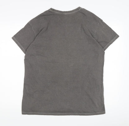 Smiley World Grey Funny Graphic Print T-Shirt, M, Men's