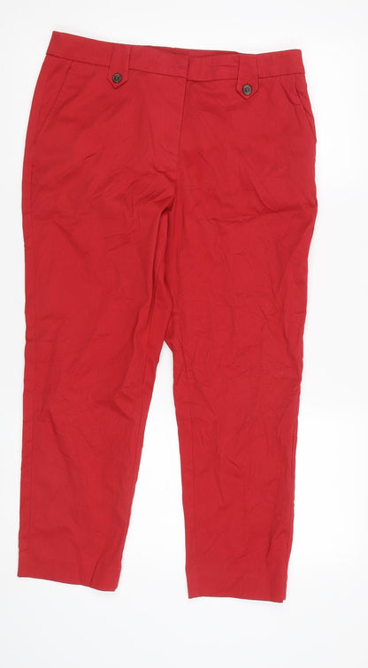 Womens UK Size L NEXT Regular Fit Capri Red Trousers