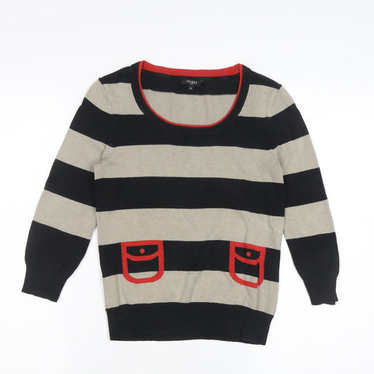 Hobbs Women's Black Beige Striped Pullover Jumper Size 8