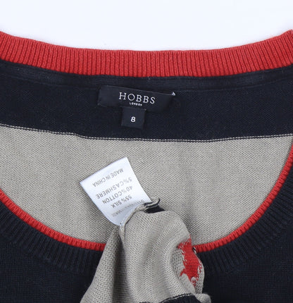 Hobbs Women's Black Beige Striped Pullover Jumper Size 8