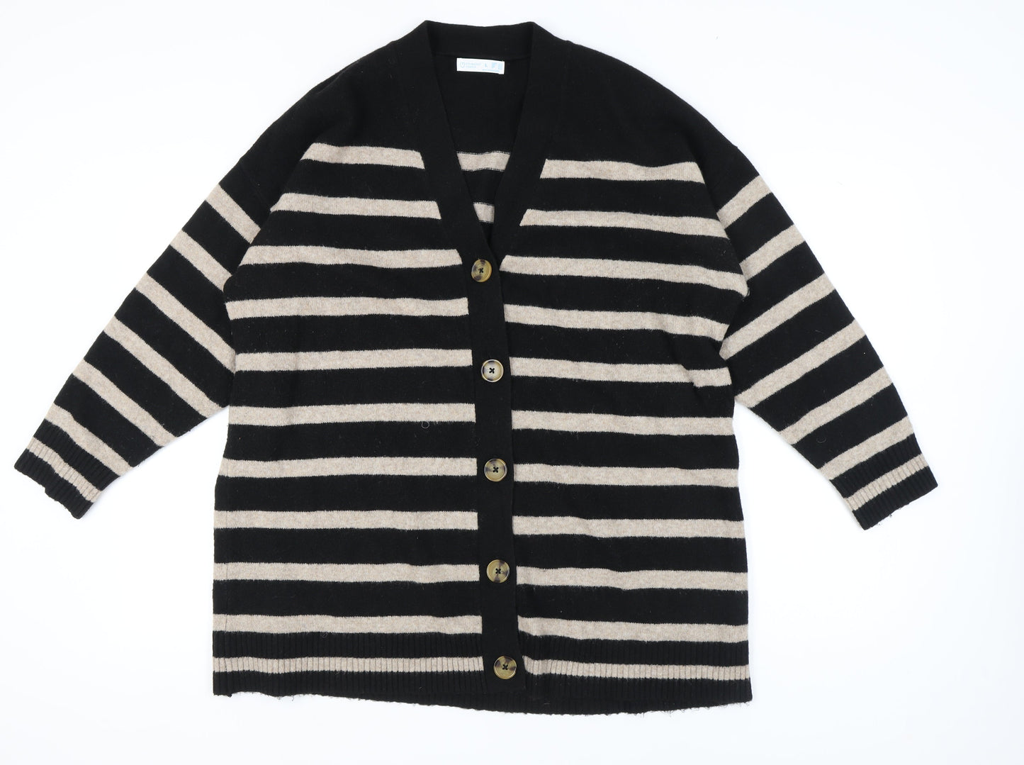 Primark Women's Black Stripe Cardigan, Size L