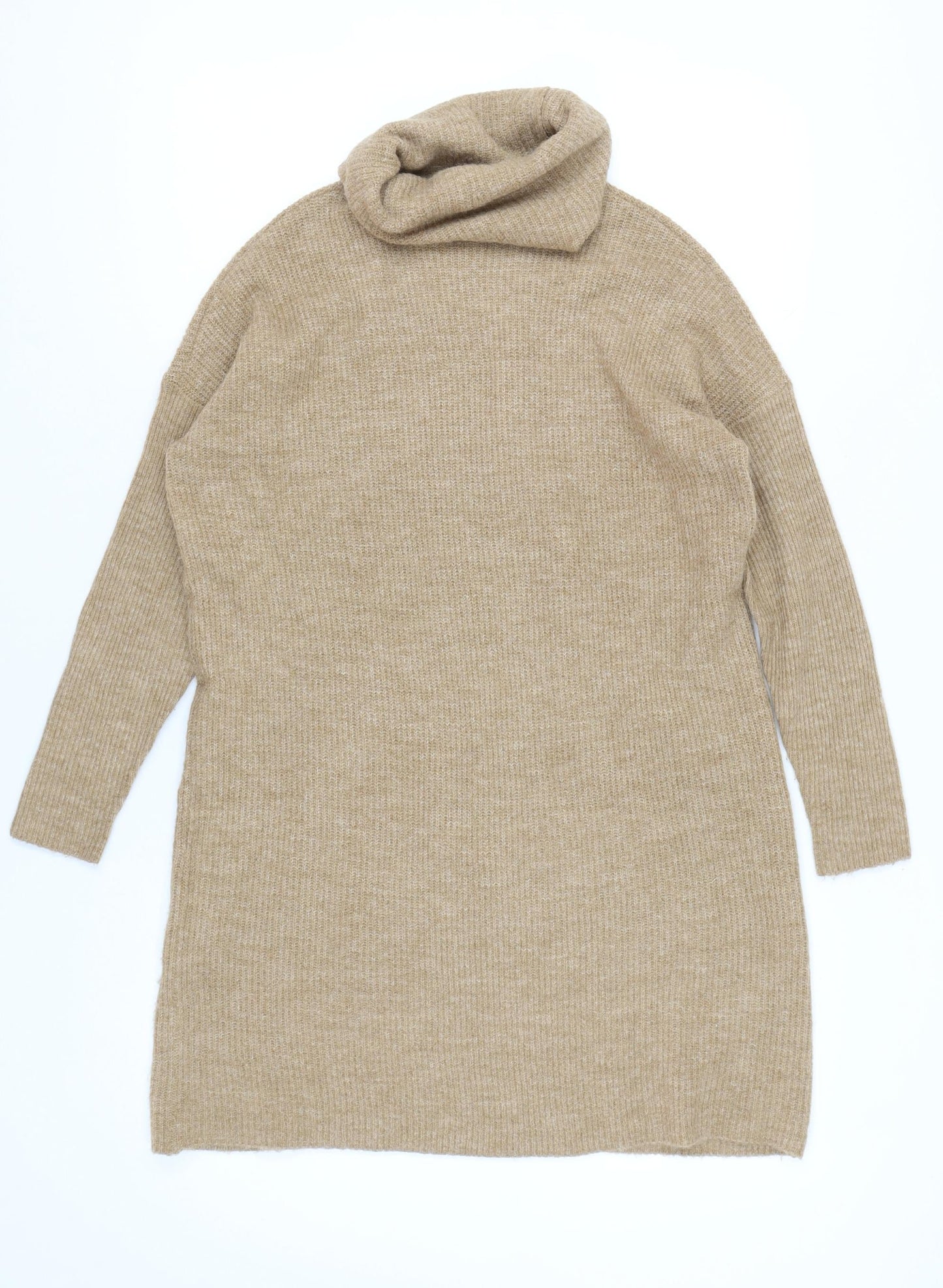 ONLY Women's Beige Cowl Neck Knit Dress M