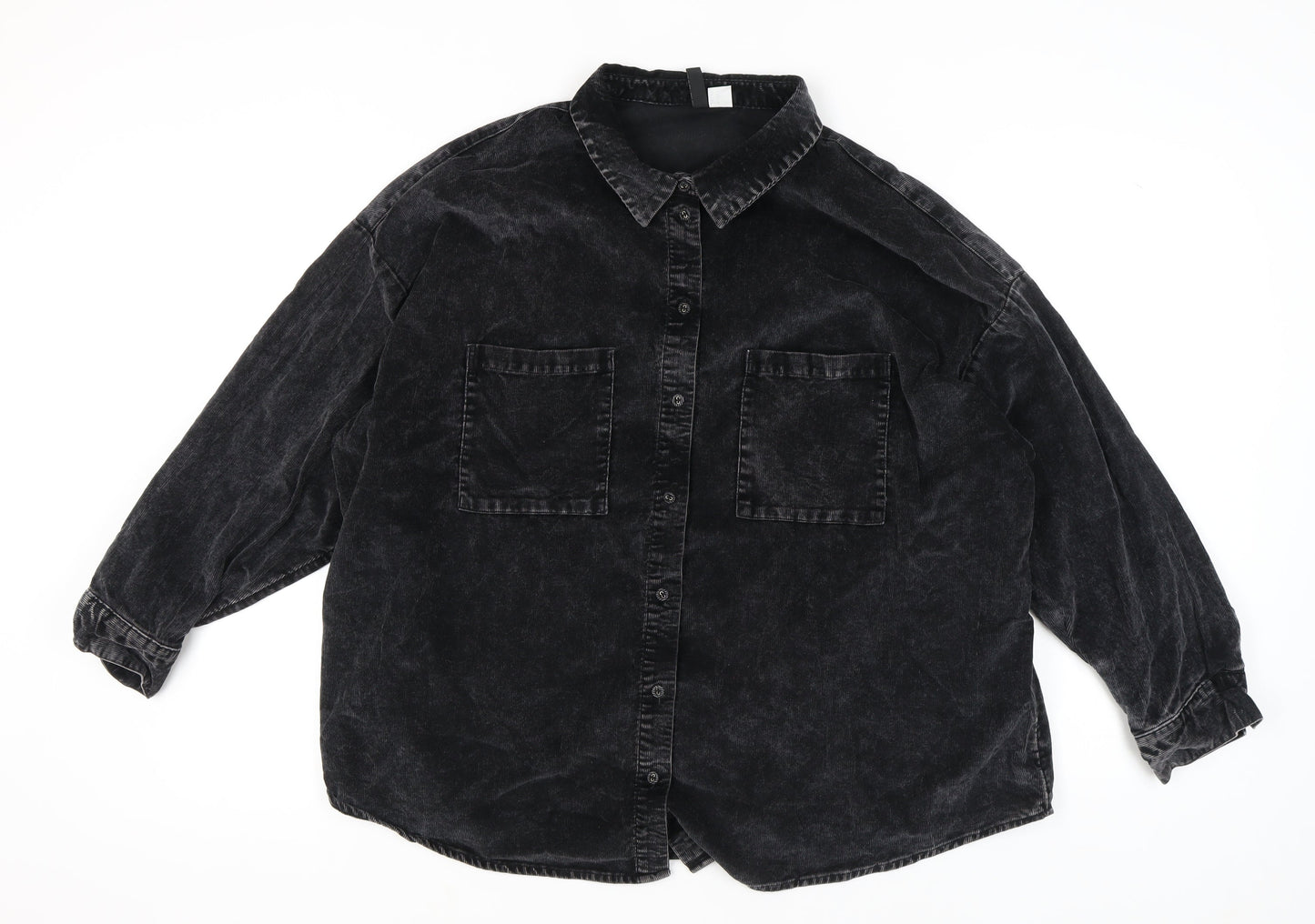 Womens UK Size 16 H&M Black Basic Button-Up