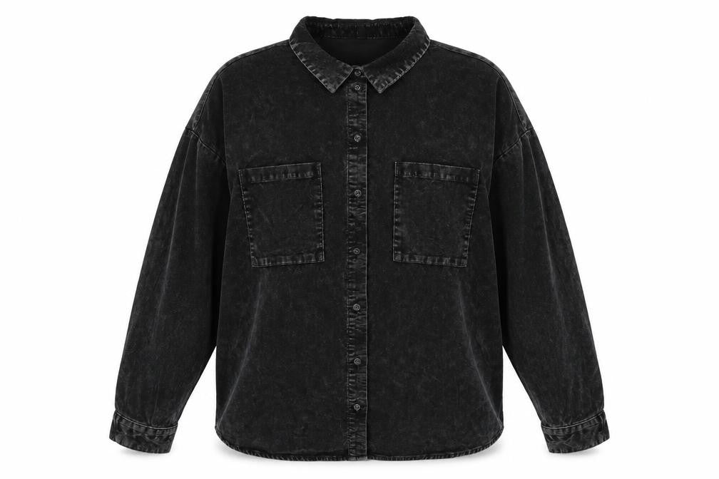 Womens UK Size 16 H&M Black Basic Button-Up