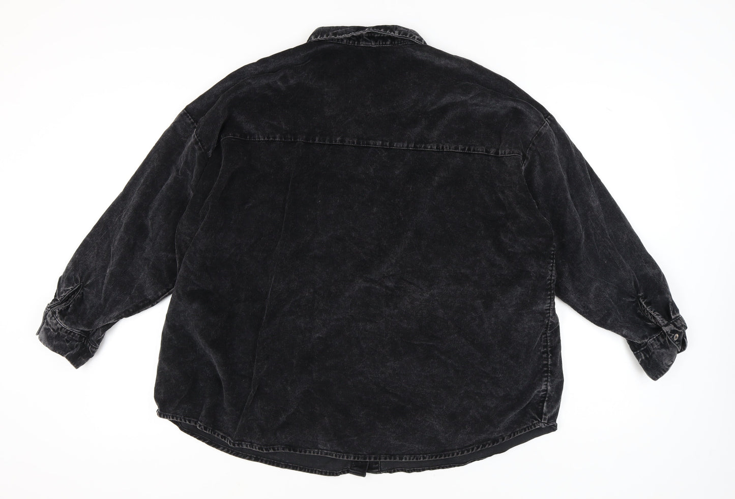 Womens UK Size 16 H&M Black Basic Button-Up