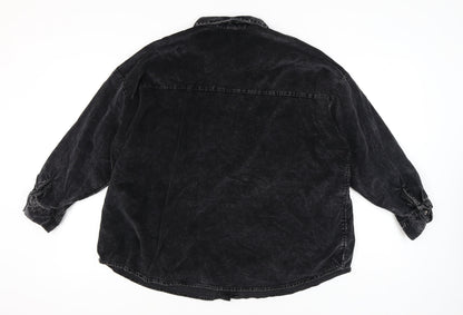 Womens UK Size 16 H&M Black Basic Button-Up