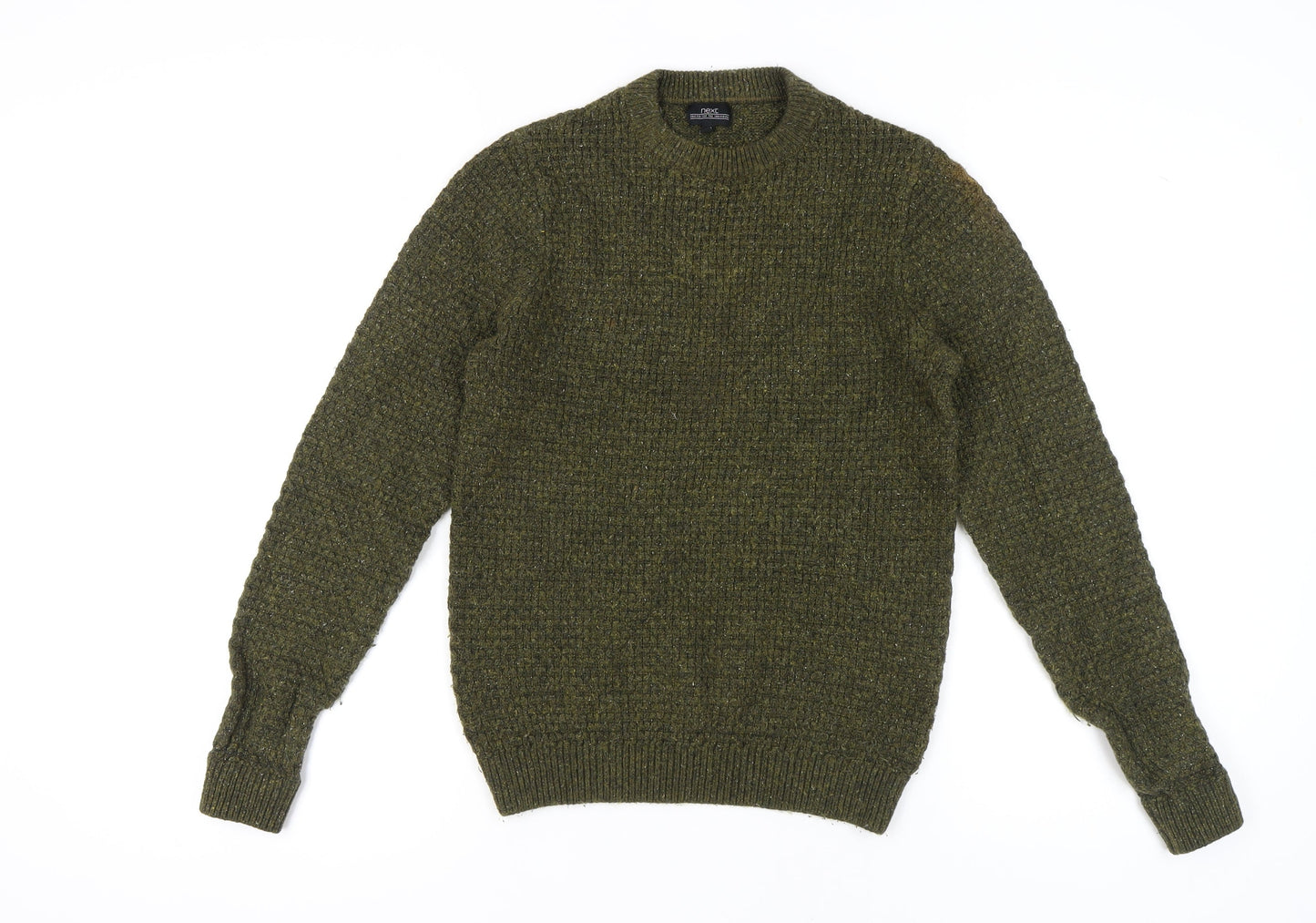 Next Men's Green XS Waffle-Knit Pullover Jumper