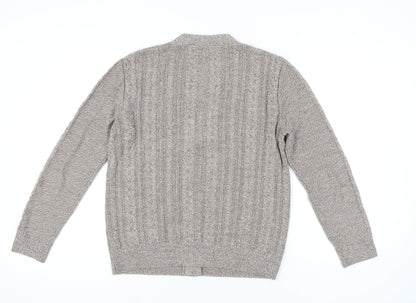 River Island Men's Beige Cable-Knit Cardigan Size M