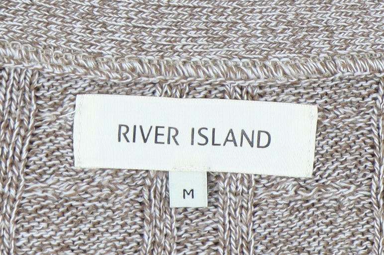 River Island Men's Beige Cable-Knit Cardigan Size M