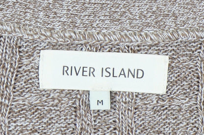 River Island Men's Beige Cable-Knit Cardigan Size M