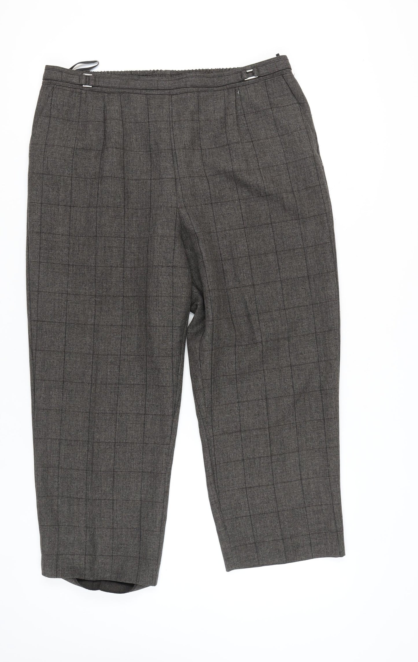 Bm Women's Grey Check Trousers, Size 18, Relaxed Fit