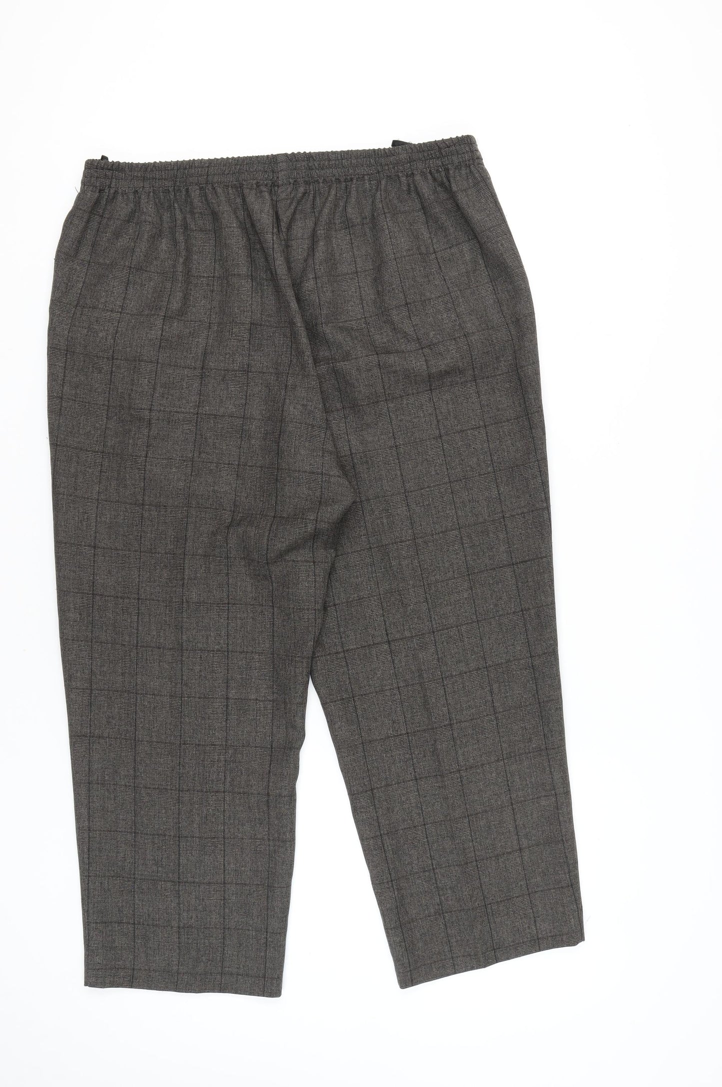 Bm Women's Grey Check Trousers, Size 18, Relaxed Fit