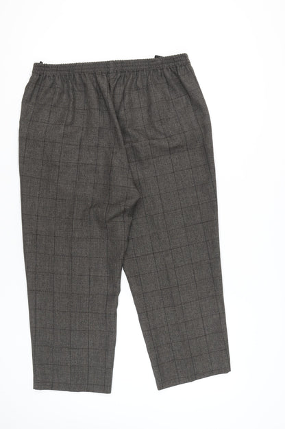 Bm Women's Grey Check Trousers, Size 18, Relaxed Fit
