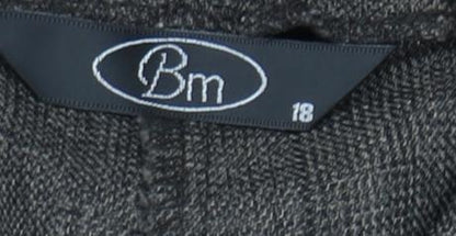 Bm Women's Grey Check Trousers, Size 18, Relaxed Fit