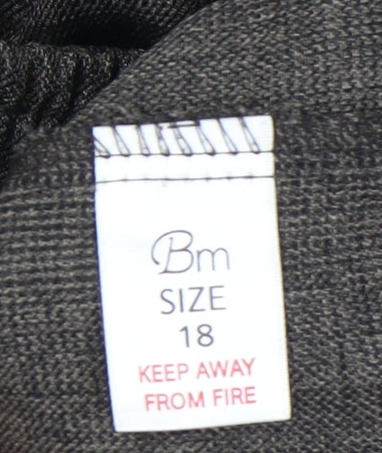 Bm Women's Grey Check Trousers, Size 18, Relaxed Fit