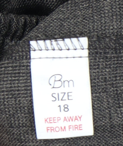 Bm Women's Grey Check Trousers, Size 18, Relaxed Fit