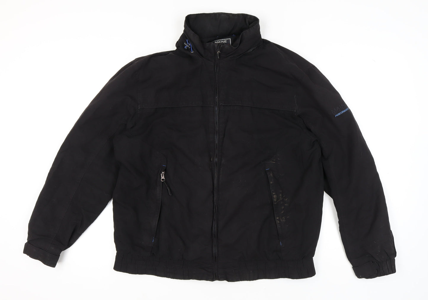 Mens UK Size L Maine New England Black Windbreaker Coat