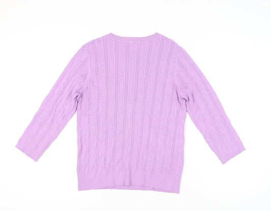 Womens UK Size 14 M&Co Purple Pullover Jumper