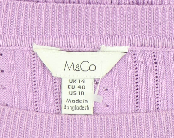 Womens UK Size 14 M&Co Purple Pullover Jumper