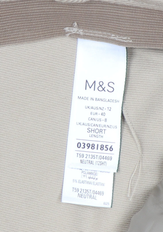 Womens UK Size 12 Marks and Spencer Regular Fit Casual Workwear Beige Trousers