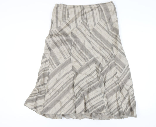 Marks and Spencer Women's Beige Striped Skirt, Size 14 Short